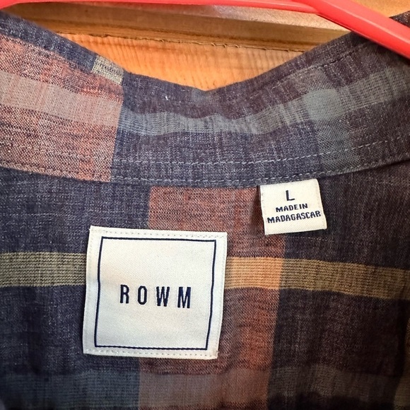 ROWM Short Sleeve Madras Plaid Button Down Shirt Men’s Size Large - Picture 3 of 6